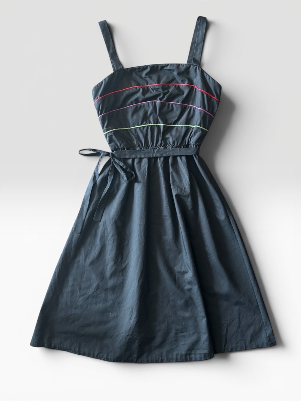 True Vintage 70s/80s Midi Sundress with Neon Piping - Union Made in Canada 🇨🇦